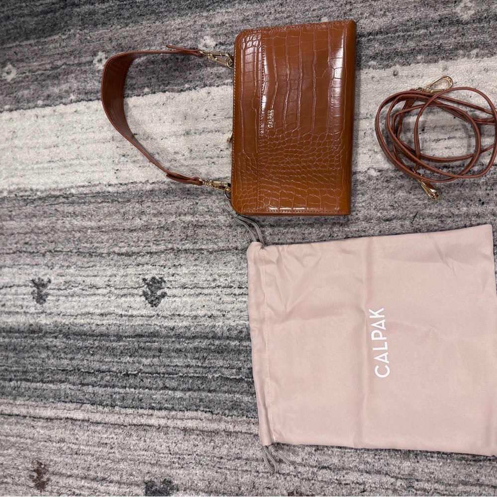 Calpak Tan Croc-Embossed Clutch - Picture 4 of 10